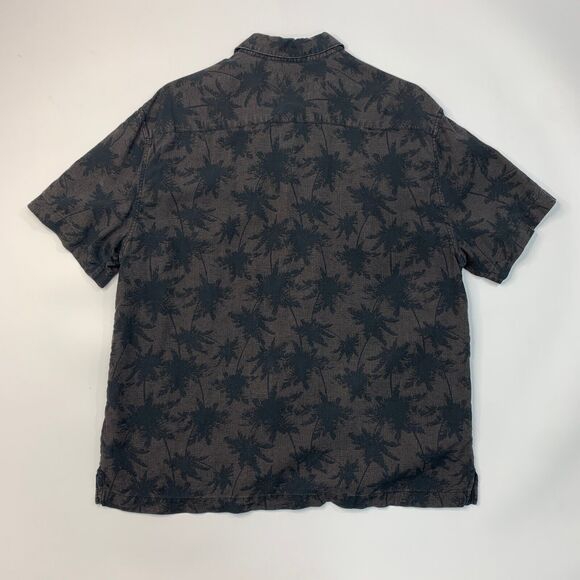 Nat Nast Shirt Mens L Large Brown Black Silk Blend Button Up Palm Tree Hawaiian - Picture 6 of 9